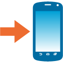 Mobile Phone with Rightwards Arrow at Left